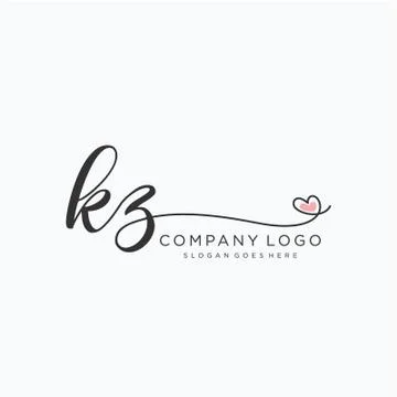 KZ Initial handwriting logo design Stock Illustration