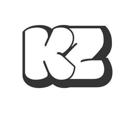 KZ logo, bubble comic lettering, rounded in graffiti style black and white .. Stock Illustration