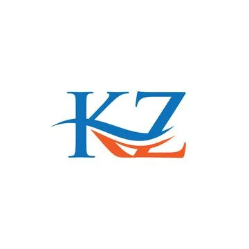 KZ Logo design vector. Swoosh letter KZ logo design Stock Illustration