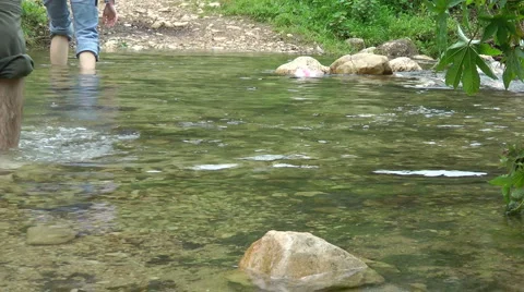 Kziv river at spring. Passage across the river. Stock Footage 2846669