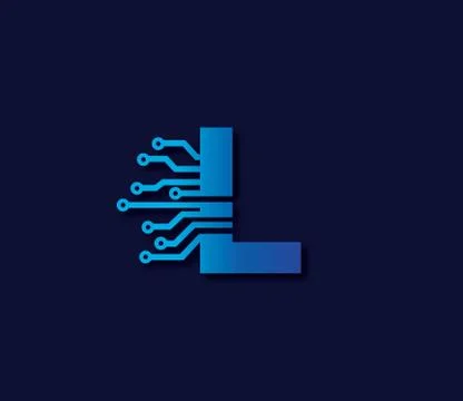 L Alphabet Data Storage Technology Logo Design Concept Stock Illustration
