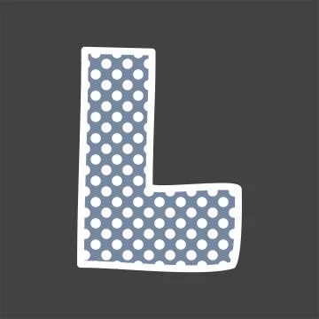 L alphabet vector letter with white and blue polka dots on black background Stock Illustration