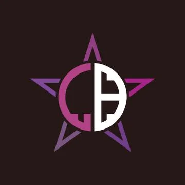 L B initials circle with stars and black background Stock Illustration