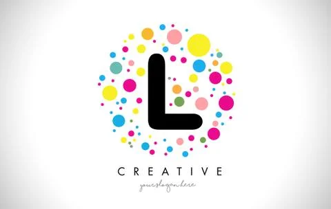 L Bubble Dots Letter Logo Design with Creative Colorful Bubbles. Stock Illustration