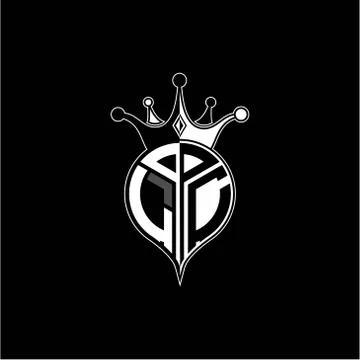 L C circle monogram logo emblem style with clown crown shape vector decoratio Stock Illustration