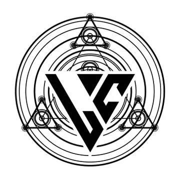 L C Monogram letter logo with triangle shape design template with sacred geom Stock Illustration