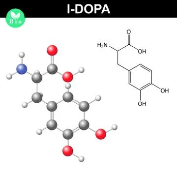 L-dopa chemical structure Stock Illustration
