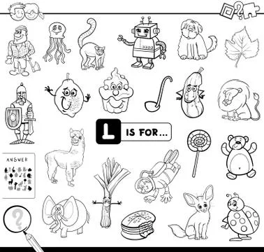L is for educational game coloring book 스톡 일러스트