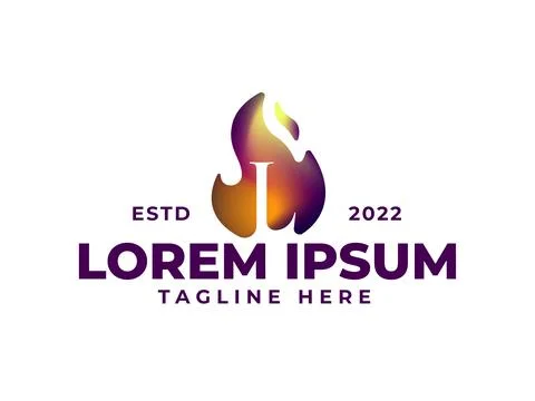 L fire flame logo design template Stock Illustration
