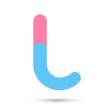 L font vector with blue and pink color on White background, Futuristic font,  Stock Illustration