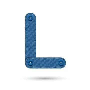 L font vector with blue Jeans on White background, Futuristic font, Cosmic, V Stock Illustration