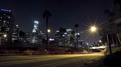 L.A. Freeway 4th street Exit Stock Footage 8692772