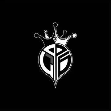 L G circle monogram logo emblem style with clown crown shape vector decoratio Illustrazione stock