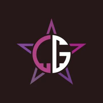 L G initials circle with stars and black background Stock Illustration