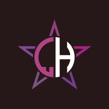 L H initials circle with stars and black background Stock Illustration