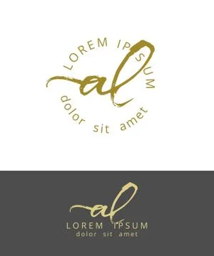 A L. Initials Monogram Logo Design. Dry Brush Calligraphy Artwork Stock Illustration