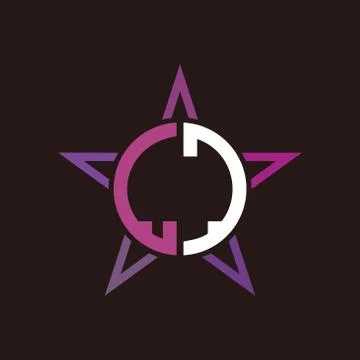 L J initials circle with stars and black background Stock Illustration