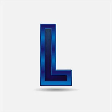 L letter with glitter rendering effect, blue color design, vector illustration Stock Illustration