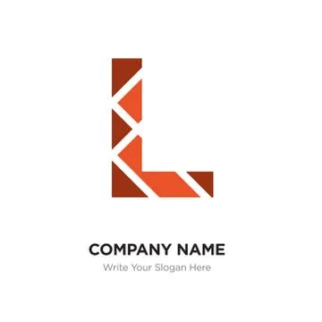 L Letter Logo with red connected line elements. Abstract geometric design, El イラスト素材