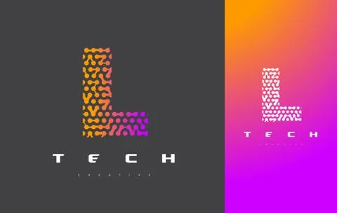 L Letter Logo Technology. Connected Dots Letter Design Vector. Stock-Illustration