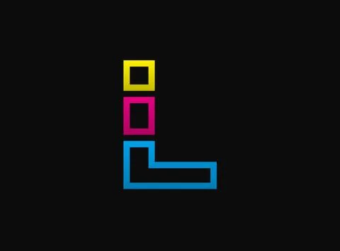 L letter logo, vector desing font .Dynamic cmyk split blue, pink, yellow colo Stock Illustration