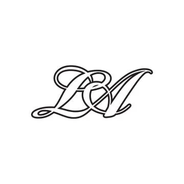 L A letter script lines logo design vector 스톡 일러스트