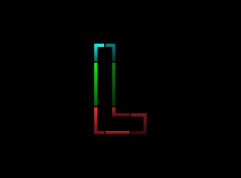 L letter vector outline stroke desing, font logo. Red, green, blue color on b Stock Illustration