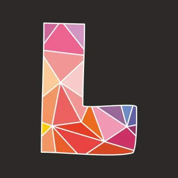 L low poly alphabet vector letter isolated on black background Stock Illustration