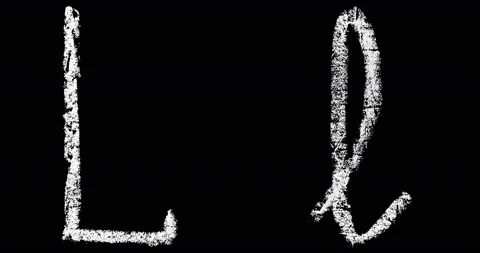 L, m, n, o, p handwritten white chalk letters isolated on black background Stock Footage 89108619