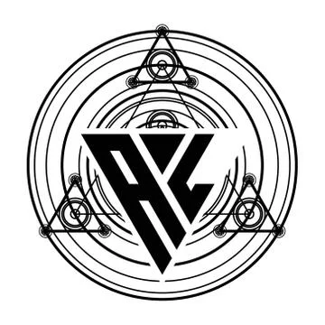A L Monogram letter logo with triangle shape design template with sacred geom Stock Illustration
