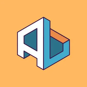 A L monogram lettering with perspective geometric concept Stock Illustration