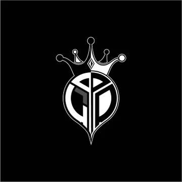 L O circle monogram logo emblem style with clown crown shape vector decoratio Illustrazione stock