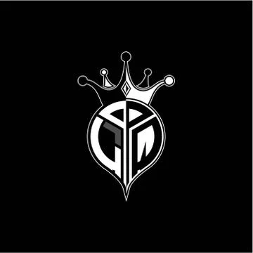 L Q circle monogram logo emblem style with clown crown shape vector decoratio Stockillustratie