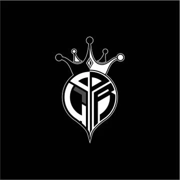 L R circle monogram logo emblem style with clown crown shape vector decoratio Stock Illustration