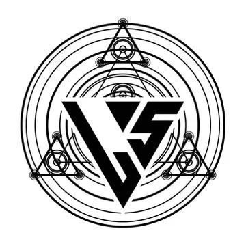 L S Monogram letter logo with triangle shape design template with sacred geom Stock Illustration