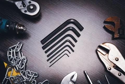 L shape hexagon tools set Stock Photos