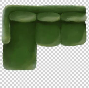 L-shape large sofa top view plan drawing layout mock for interior architectur Illustrazione stock