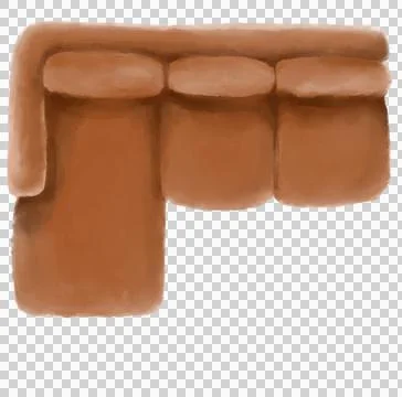 L-shape large sofa top view plan drawing layout mock for interior architectur Illustrazione stock