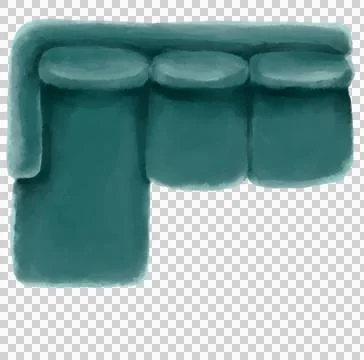 L-shape large sofa top view plan drawing layout mock for interior architectur Illustrazione stock