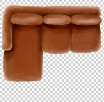 L-shape large sofa top view plan drawing layout mock for interior architectur Illustrazione stock