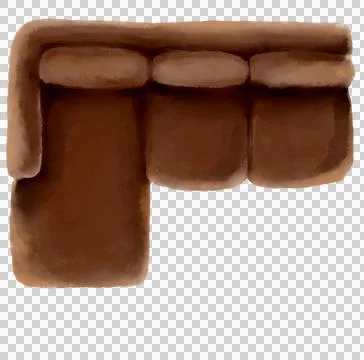 L-shape large sofa top view plan drawing layout mock for interior architectur Illustrazione stock