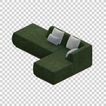 L Shape Sofa Isometric Side View Stock-Illustration