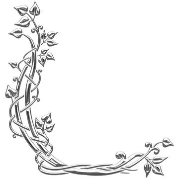L-shaped border with silver leaves Ilustração Stock