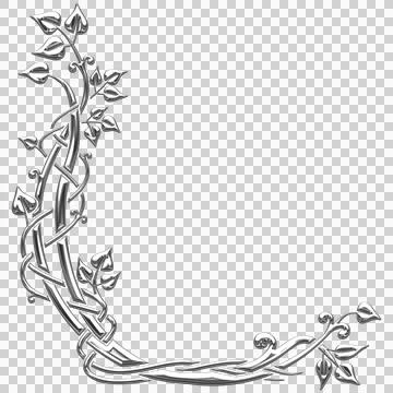 L-shaped border with silver leaves Stock Illustration