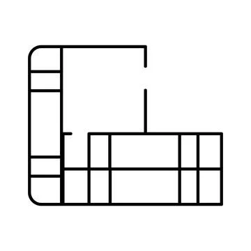 L shaped corner sectional sofa top view Stock Illustration