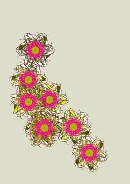 L-Shaped Pink Scribble Blossom Vine Illustrazione stock