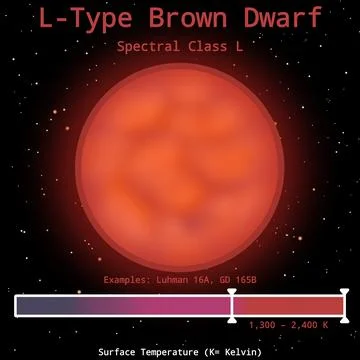 L-Type Brown Dwarf Infographic (Hot and Young Brown Dwarf) Stock Illustration