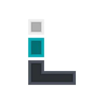 L vector font alphabet, modern dynamic design. Black, irish blue, white color Stock Illustration