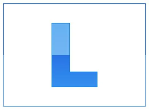 L vector font, made of dark and light blue colors. For letter logo, brand lab Stock Illustration