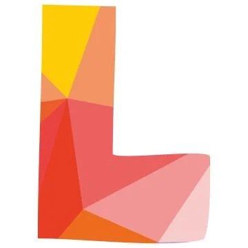 L vector low poly wrapping surface pastel alphabet letter Stock Illustration